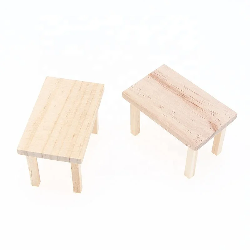 Dollhouse Miniature Wooden Rectangle Table Model Toys DIY Furniture Accessories