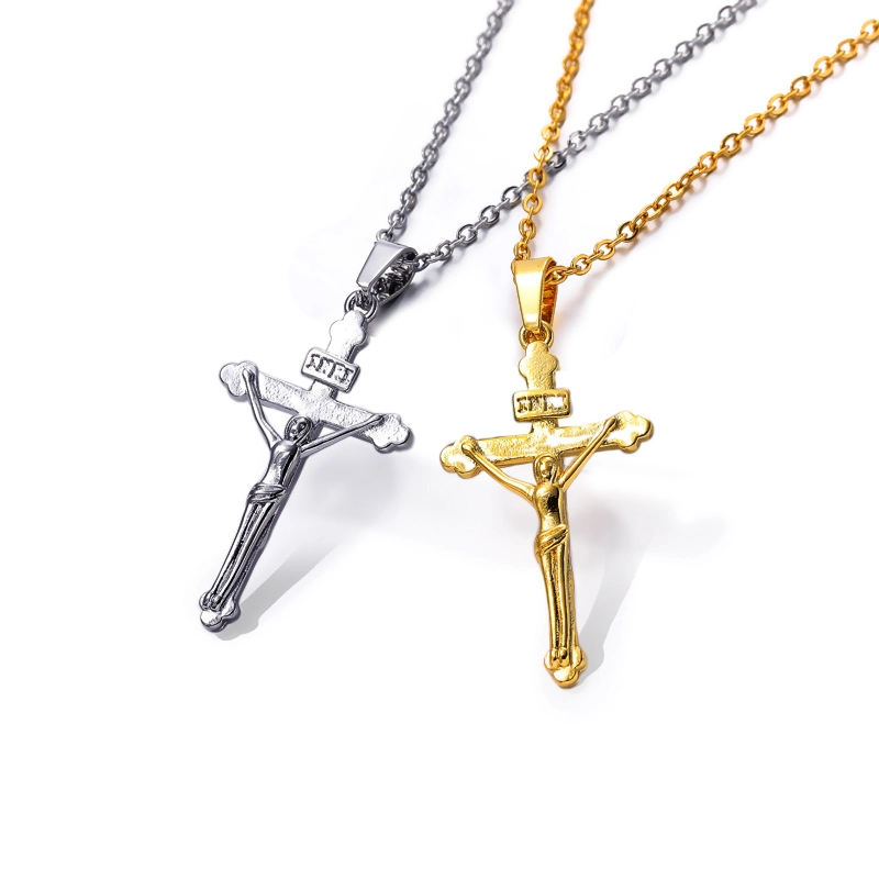 18K Gold Plated Necklace with Diamonds Zircon Iced out Cross Pendant Chain Necklace for Women/Men/Unisex