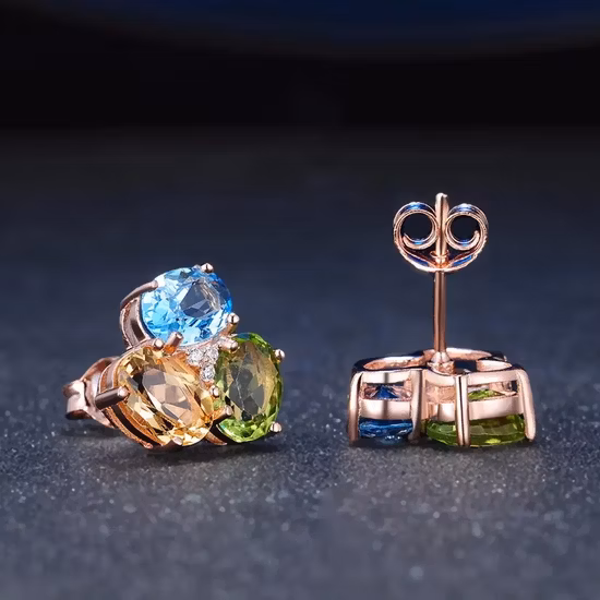 OEM Pretty Fashion Sterling Silber Edelstein Ohrringe Halskette Schmuckset für Damen