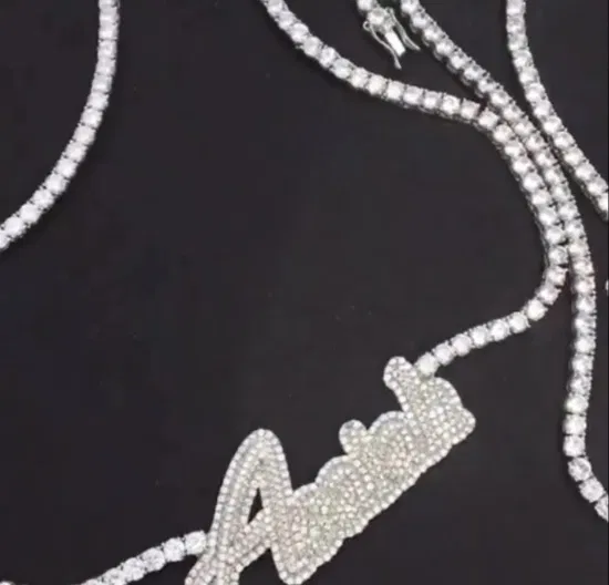 Hip Hop Diamant erstellt Diamant Karat Halskette Schmuck Männer Kreuz Erinnerung Buchstabe Name benutzerdefinierte Diamant-Anhänger