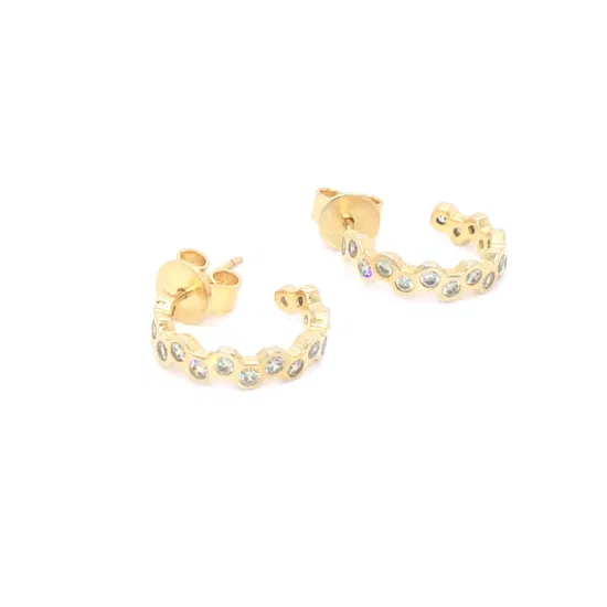 Modische Ohrringe, C-Creolen, Party-Ohrringe aus Gelbgold für Damen