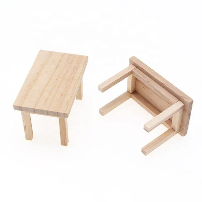 Puppenhaus Miniatur Holz Rechteck Tisch Modell Spielzeug DIY Möbel Zubehör