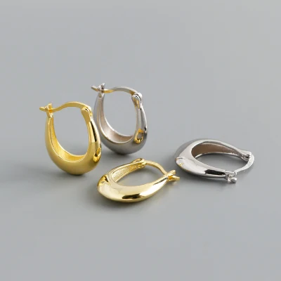 Western Jewelry Fashion S925 Silber Plain Gold U-förmige Creolen